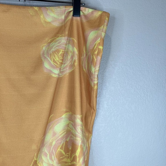 Miaou Moni Skirt Plus Size 3XL XXXL Orange Floral Print Side Slit‎ Pencil Midi - Picture 5 of 11